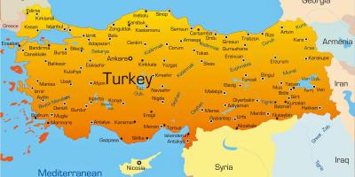 Turcja mapa miast dużych miast Turcji karty Azja Zachodnia Azja