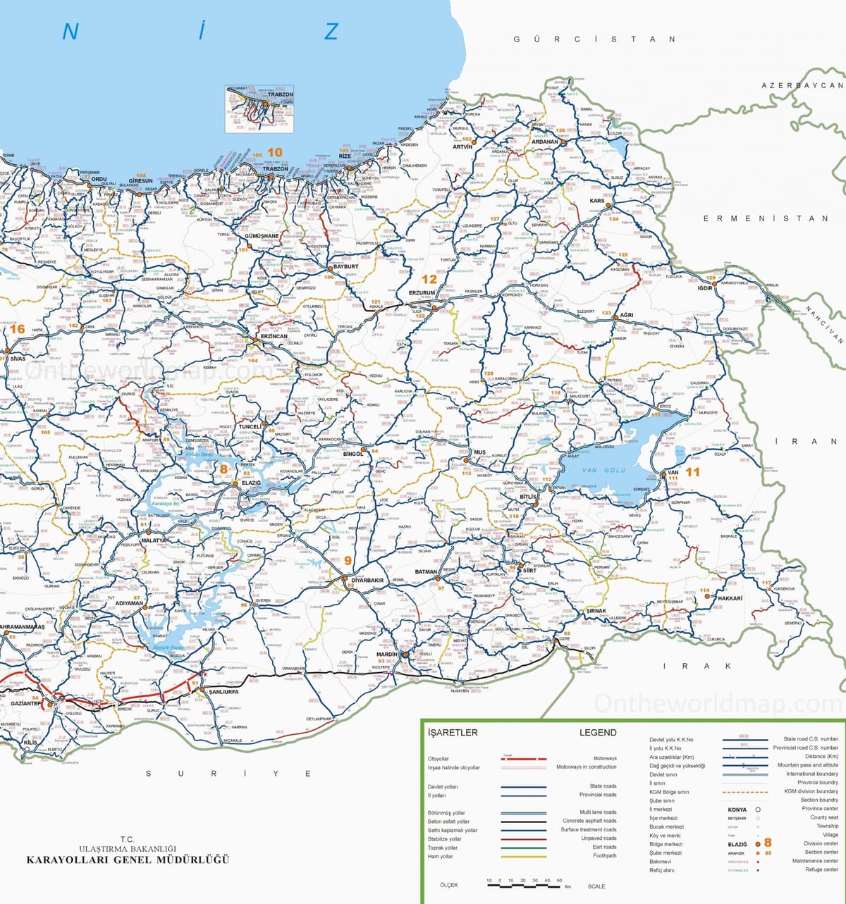 szczegółowa mapa południa Turcji