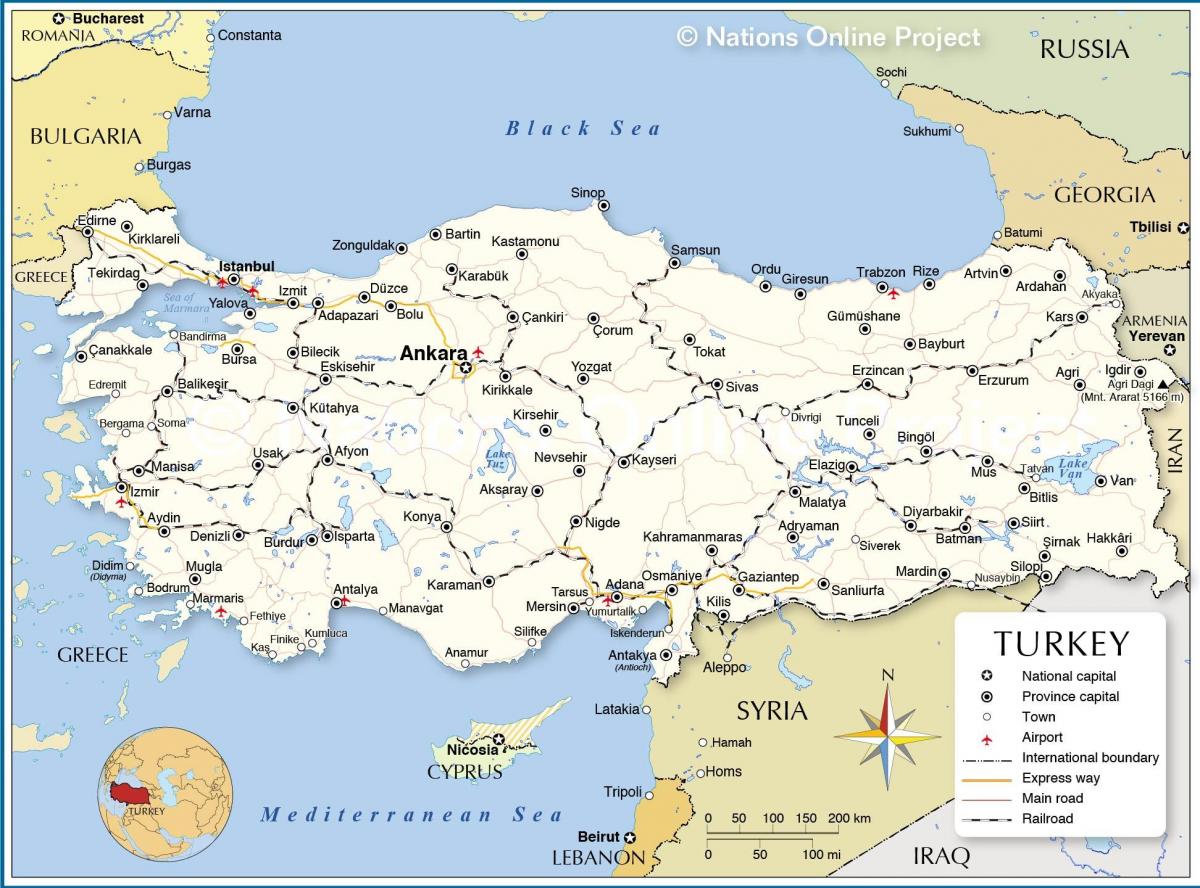 Turcja kraj mapie sąsiednich krajów