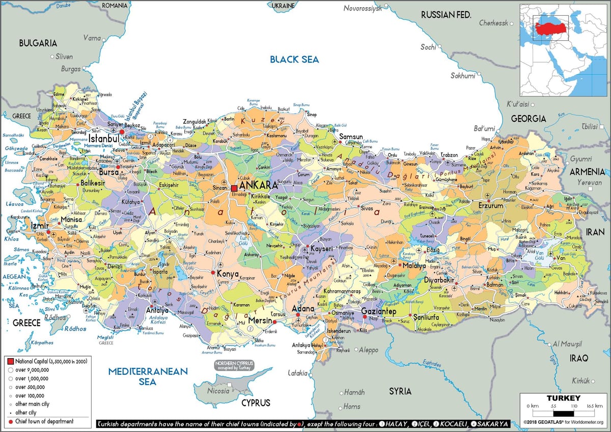 mapa polityczna Turcji