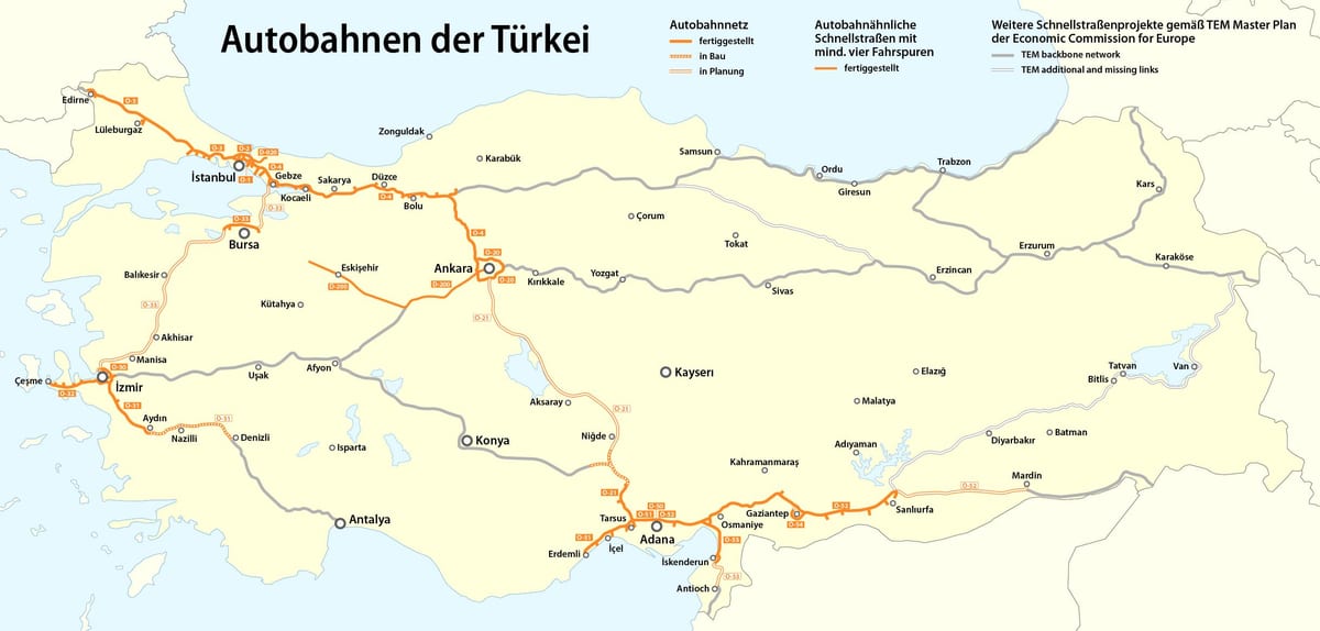 mapa dróg Turcji