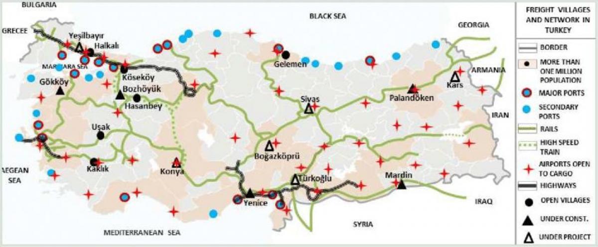 Turcja transportową mapę
