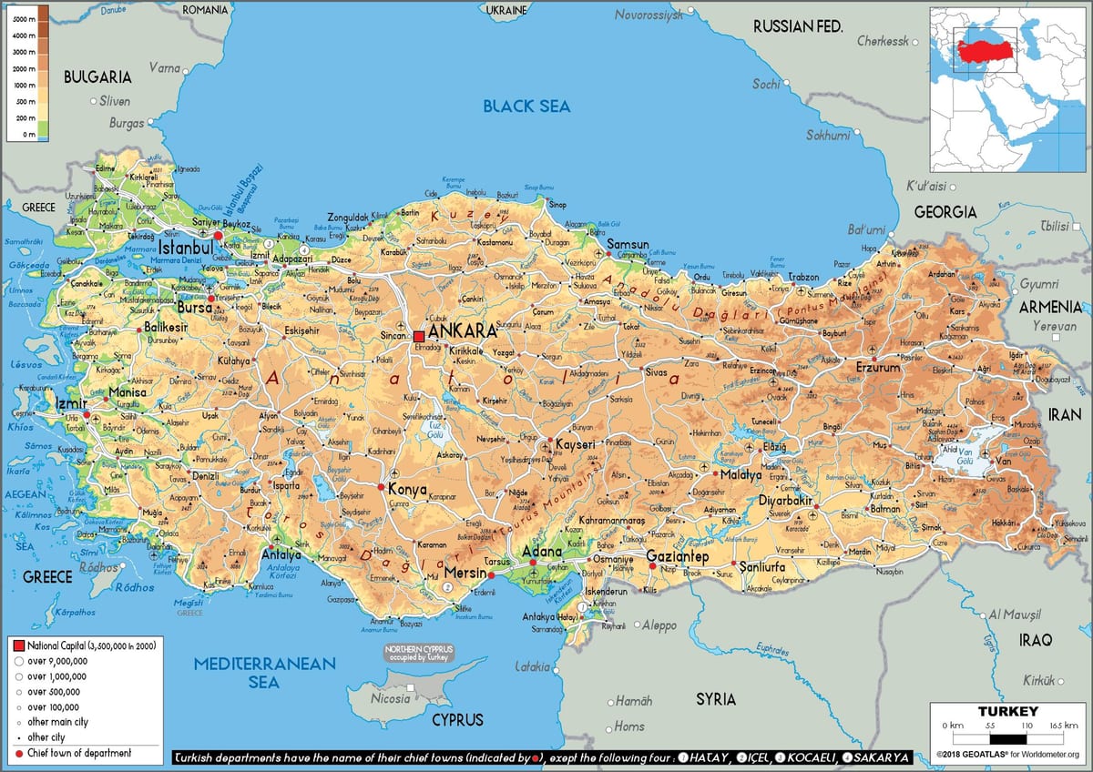 mapa Turcji wyspy