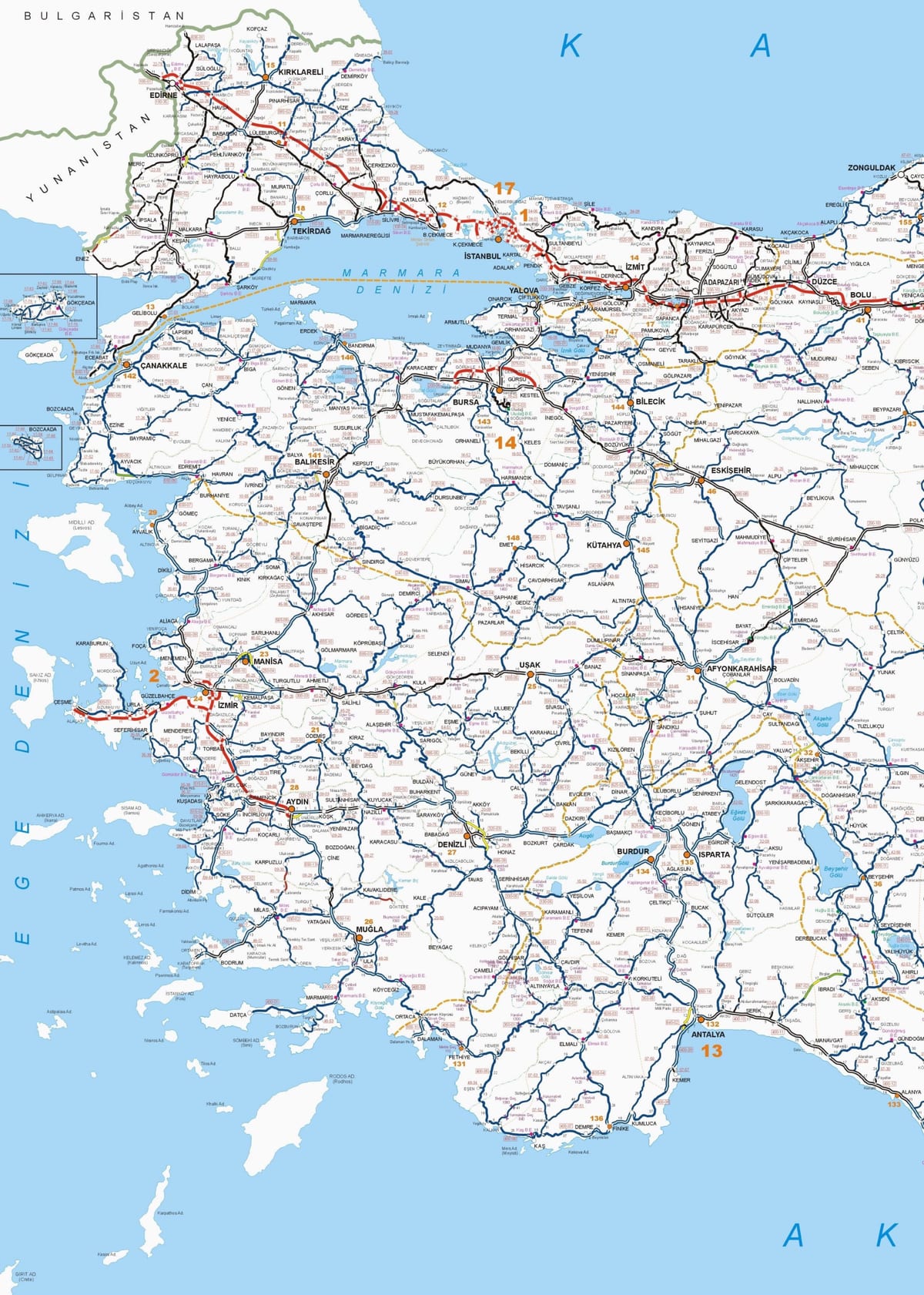 mapa Zachodniej Turcji