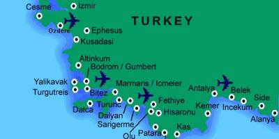 Najlepsze plaże w Turcji na mapie