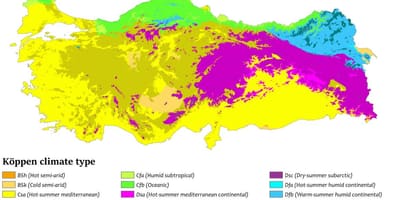Mapa Turcji klimat