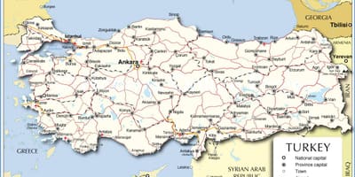 Mapa Turcji na morze