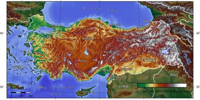 Topograficzna mapa Turcji
