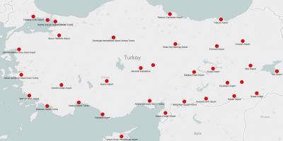 Mapa Turcji pokazuje lotnisk