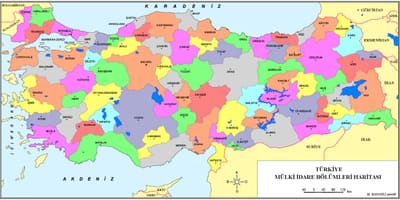 Prowincjach Turcji mapa