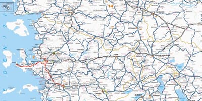 Mapa Zachodniej Turcji